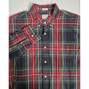 J. Crew Men's XL Green Blue Red Plaid Slim Fit Stretch Long Sleeve Button‎ Down